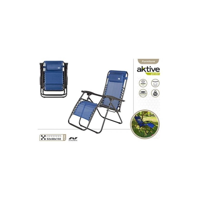 TUMBONA PLEGABLE 153X66X104 CM - AZUL 61143