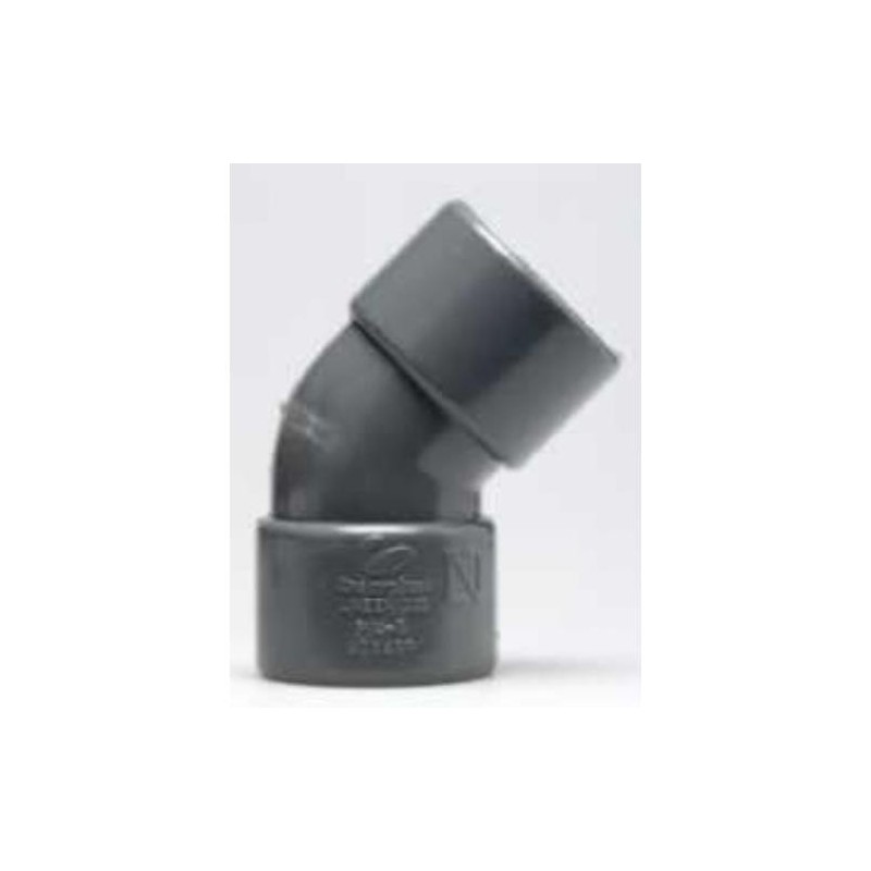 ENLACE CODO 45   HEMBRA PVC EVACUACION 50 MM