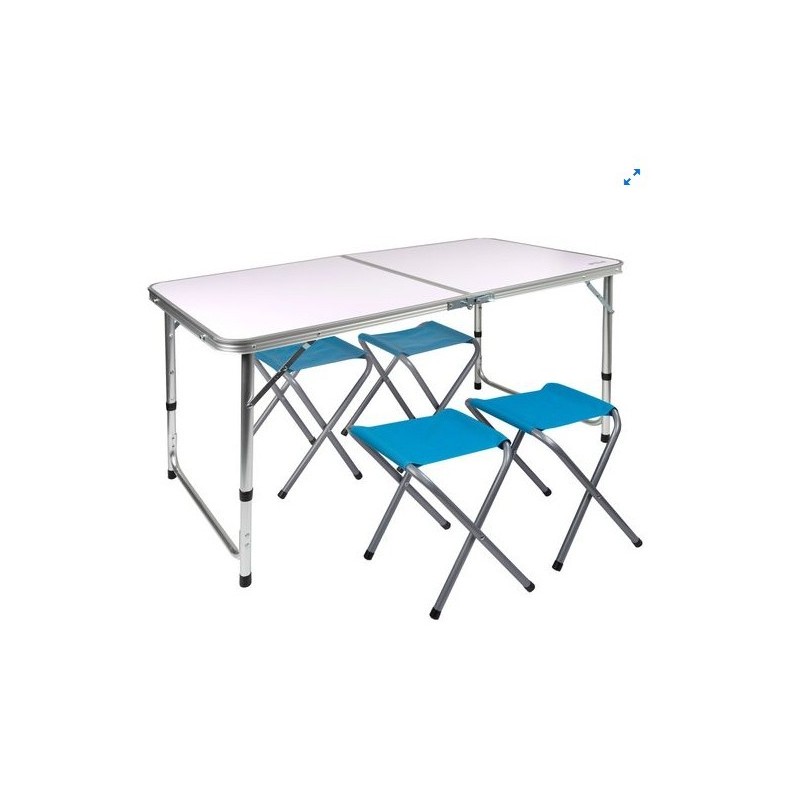 MESA CAMPING C/4 TABURETES 120X60X70 CM 52893