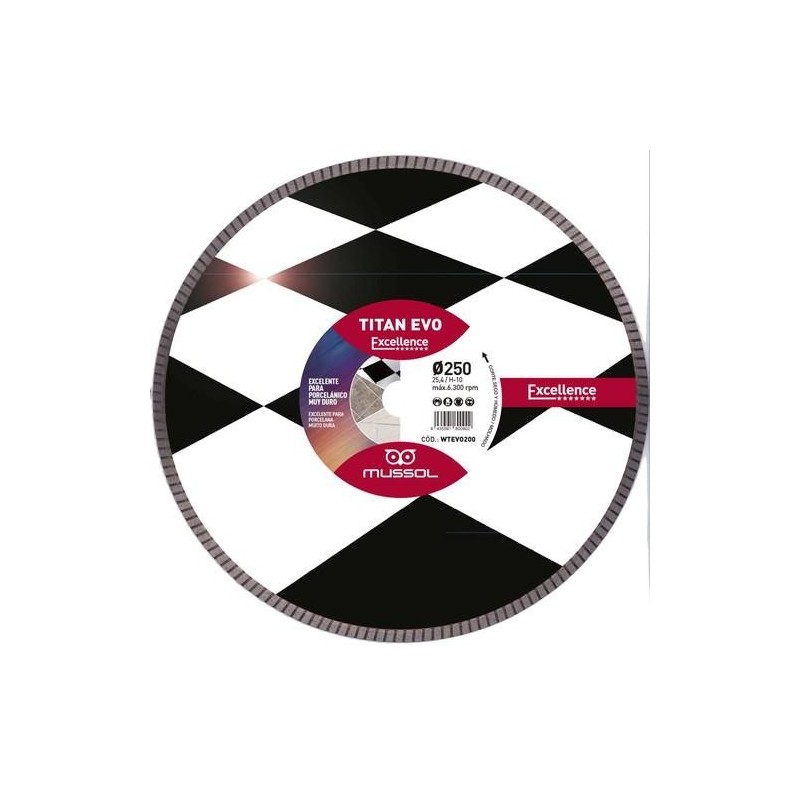 DISCO DIAMANTE TITAN EVO 250MM EJE 22,23/25,4MM